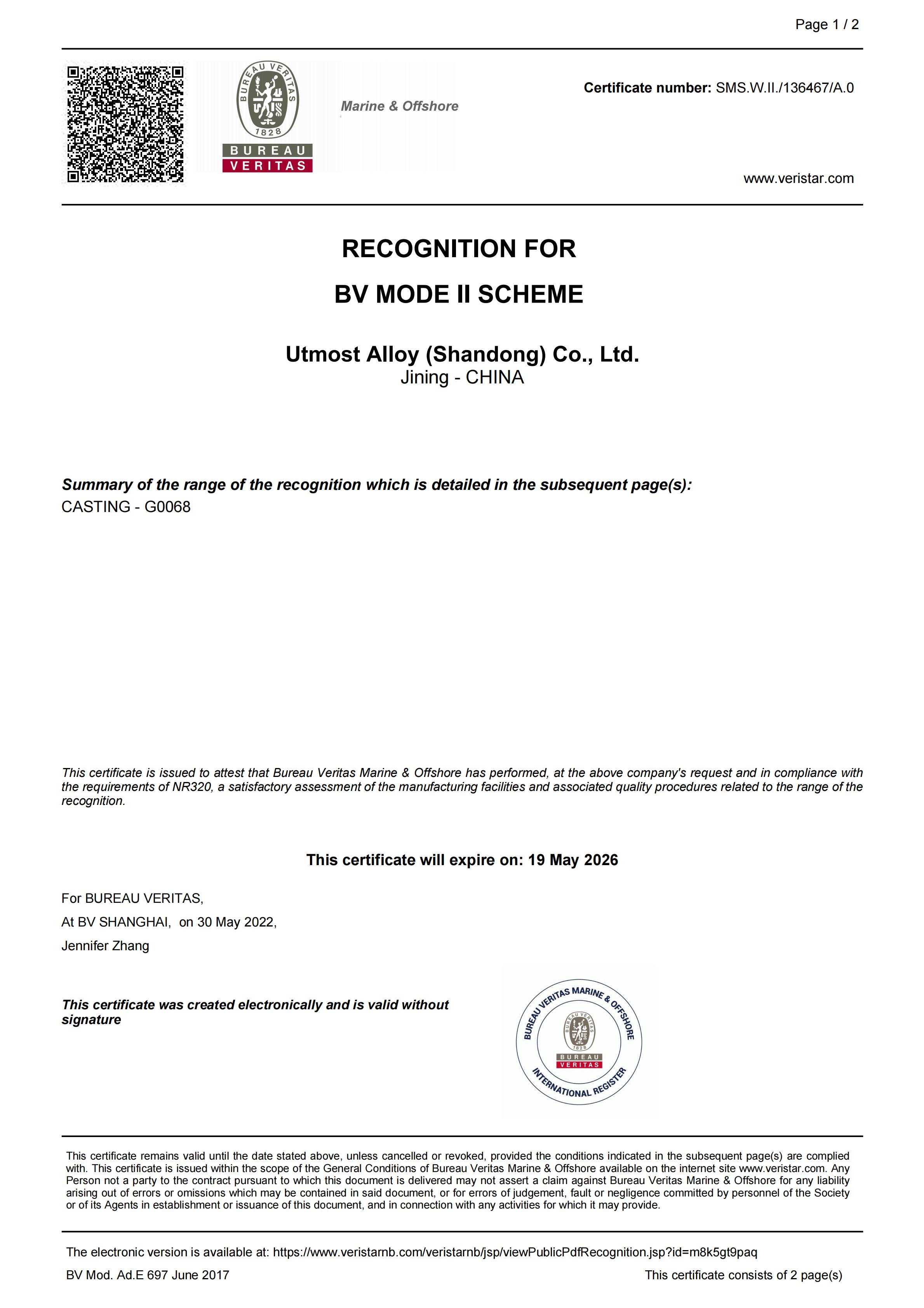 BV certificate