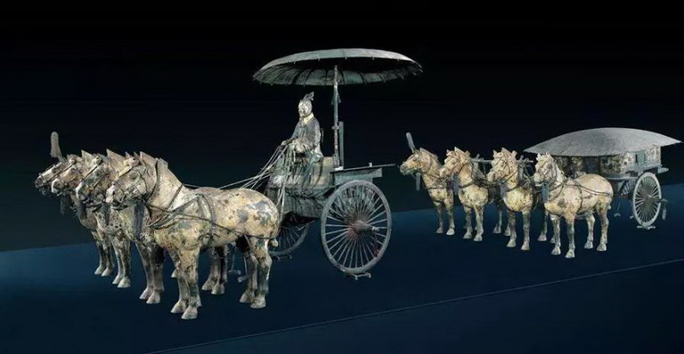 铜车马汉代铸铁柔化术,铁范铸造,渗碳钢和淬火技术在更大范围内推广